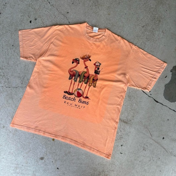 Vintage faded beach bums salmon pink tee size XL 90s retro Florida - Picture 3 of 7